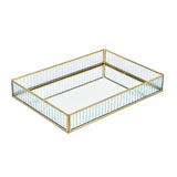 Decorative Iron & Glass Rectangular Tray (Gold)