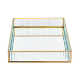 Decorative Iron & Glass Rectangular Tray (Gold)