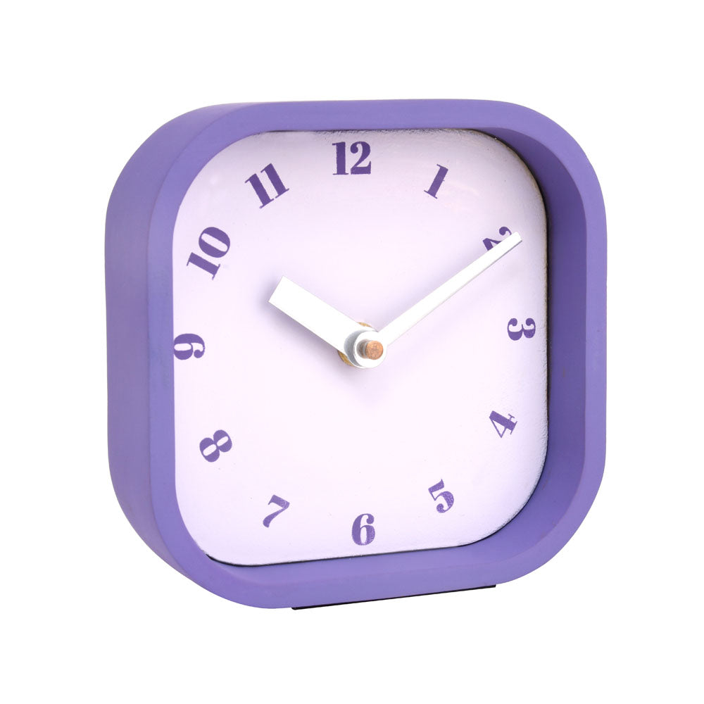 Square Shape MDF Wooden Table Clock (Purple)