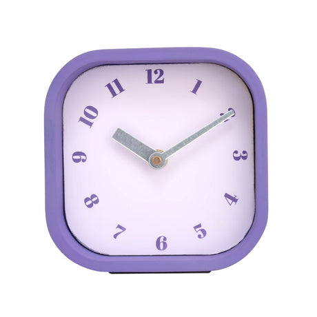 Square Shape MDF Wooden Table Clock (Purple)