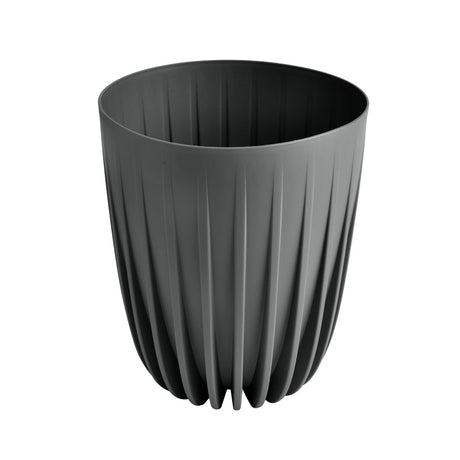 Semi Fluted Design Polypropylene Bucket Planter (Grey)