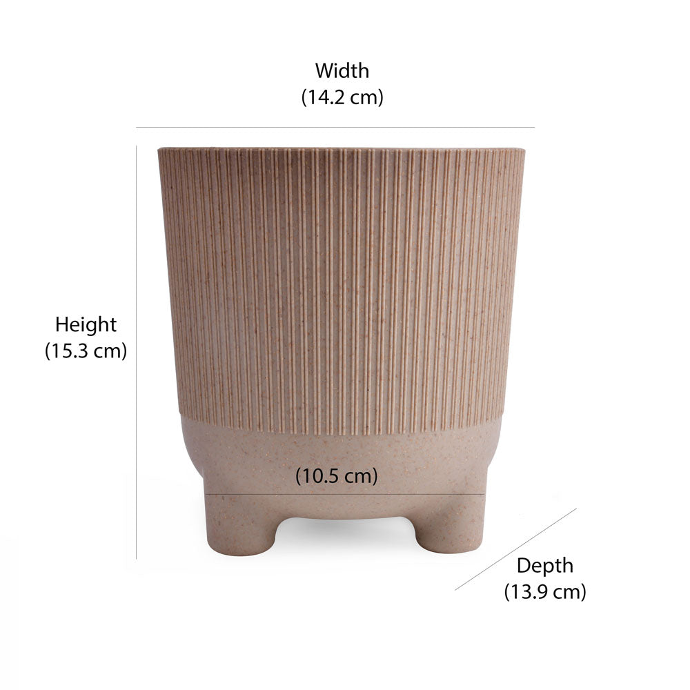 Fluted Design Polypropylene Mini Planter (Latte)