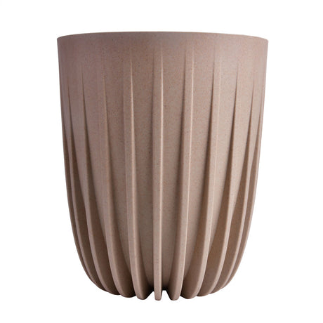 Semi Fluted Design Polypropylene Bucket Planter (Latte)