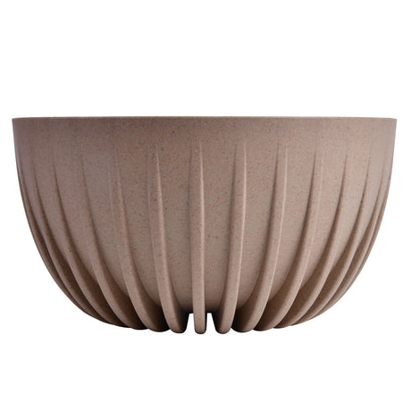 Semi Fluted Design Polypropylene Bowl Planter (Latte)