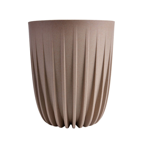 Semi Fluted Design Polypropylene Bucket Planter (Latte)