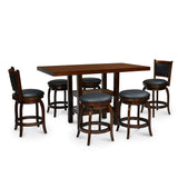 Theon Counter Height 6 Seater Dining Set of 1 Table + 2 Chairs + 4 Stools (Dark Expresso)