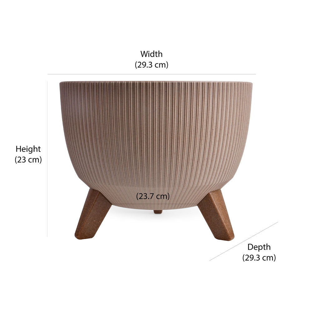 Tri Leg Fluted Design Polypropylene Planter (Latte)