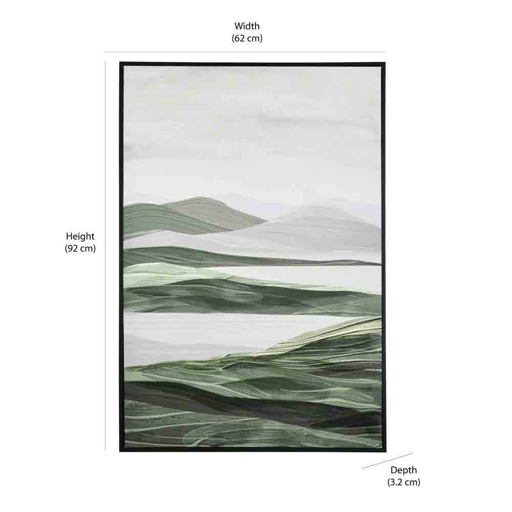 Mountains and Water Decorative Wall Painting (Grey & Green)