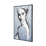 Lady Face Decorative Wall Painting (Blue)