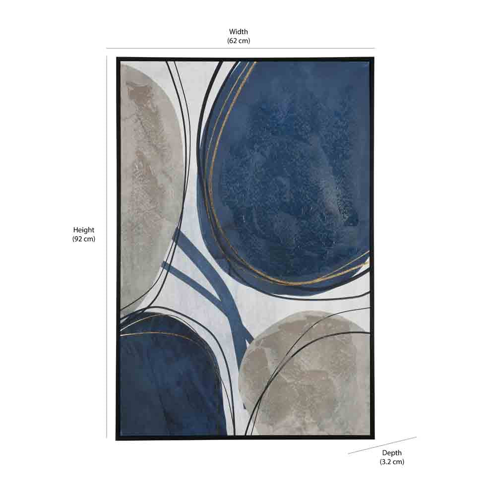 Abstract Circle Decorative Wall Painting (Blue & Brown)