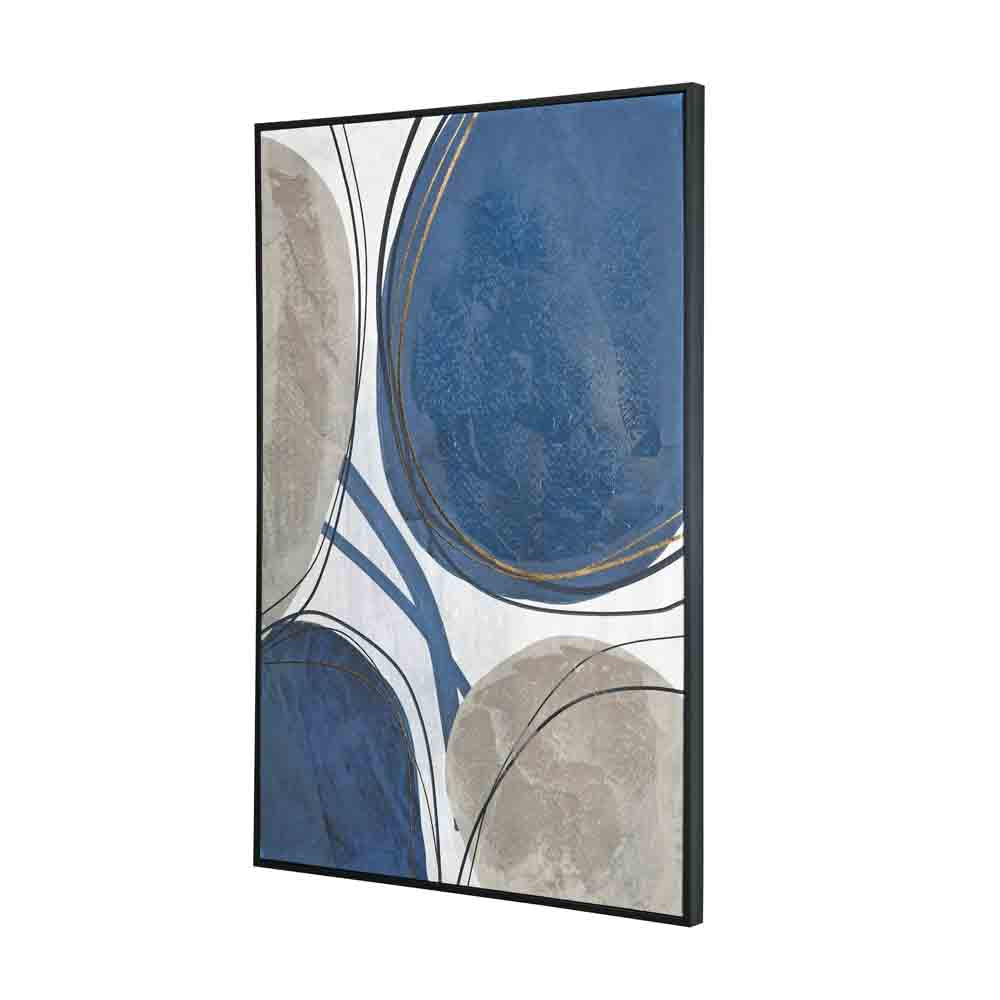 Abstract Circle Decorative Wall Painting (Blue & Brown)