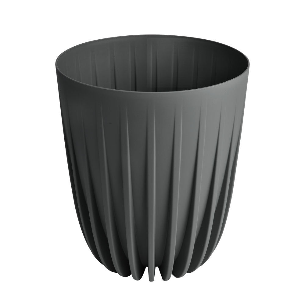 Semi Fluted Design Polypropylene Bucket Planter (Grey)