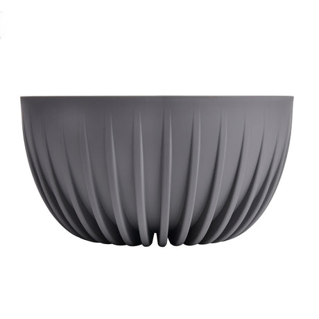 Semi Fluted Design Polypropylene Bowl Planter (Grey)