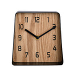 Square Shape Metal & Wooden Table Clock (Black & Brown)