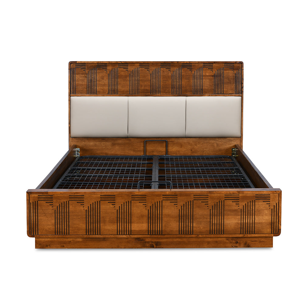 Albury Queen Bed with Hydraulic Storage (Antique Cherry)