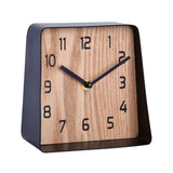 Square Shape Metal & Wooden Table Clock (Black & Brown)