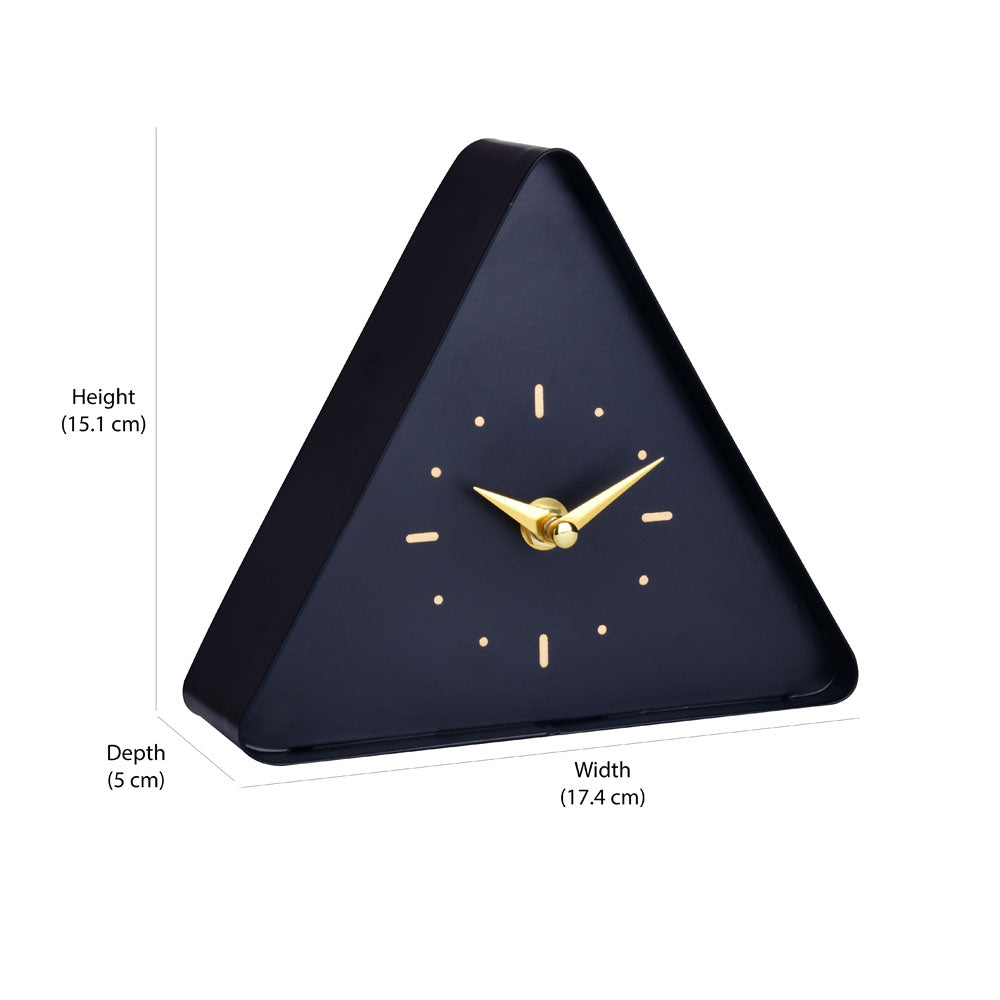 Triangle Shape Metal Table Clock (Black)