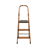 3 Steps Wooden Finished Foldable Aluminium Ladder (Brown)