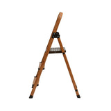 3 Steps Wooden Finished Foldable Aluminium Ladder (Brown)