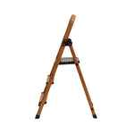 3 Steps Wooden Finished Foldable Aluminium Ladder (Brown)