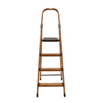 4 Steps Wooden Finished Foldable Aluminium Ladder (Brown)