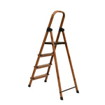 4 Steps Wooden Finished Foldable Aluminium Ladder (Brown)