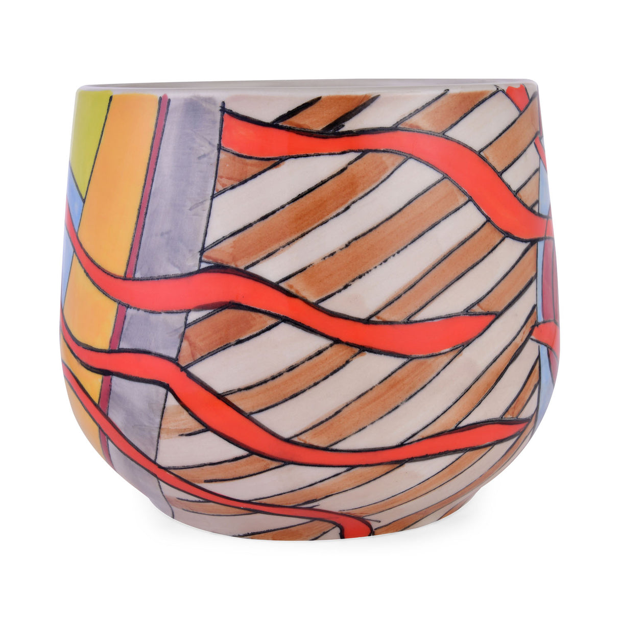 Hand Painted Ceramic Bowl Planter (Multicolor)