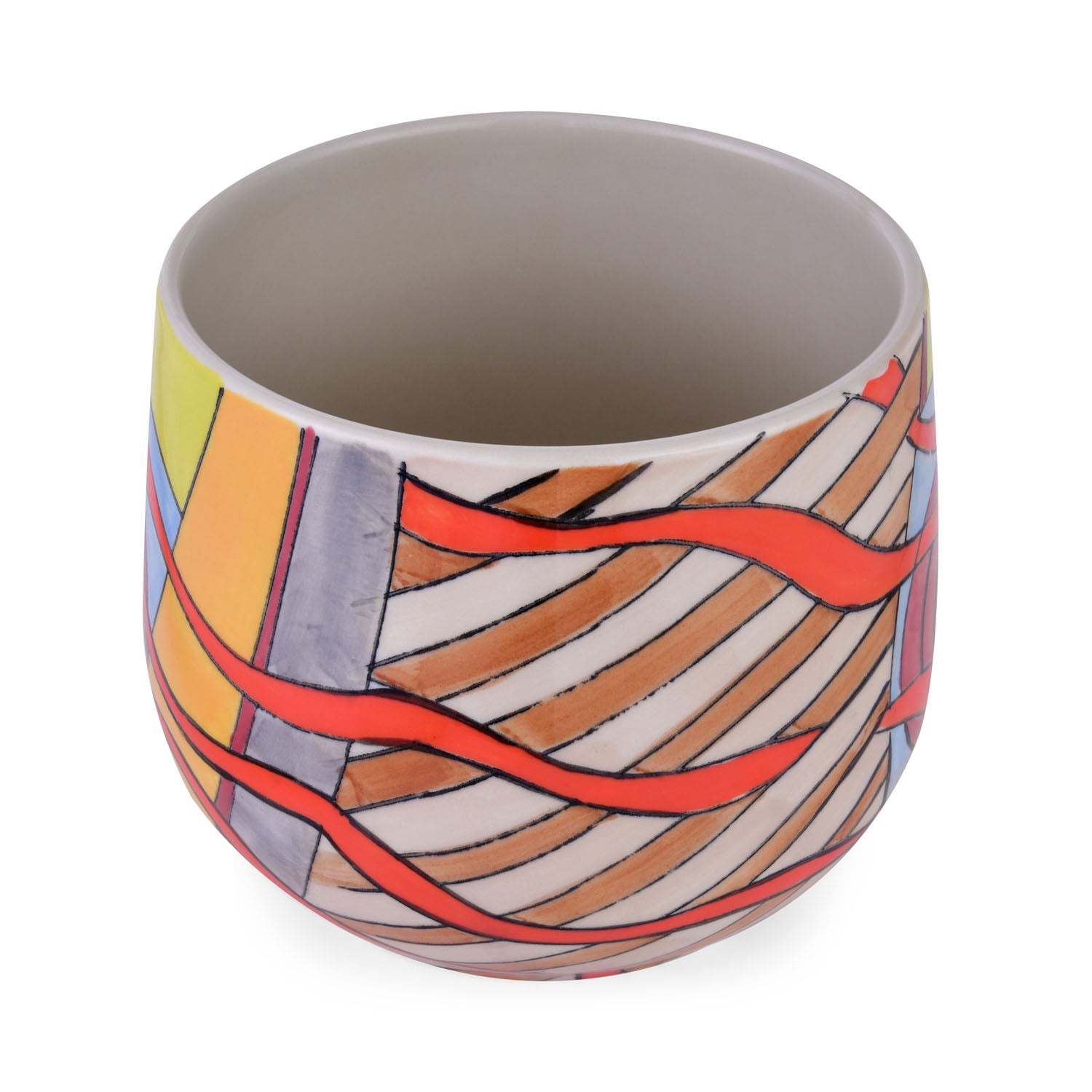 Hand Painted Ceramic Bowl Planter (Multicolor)