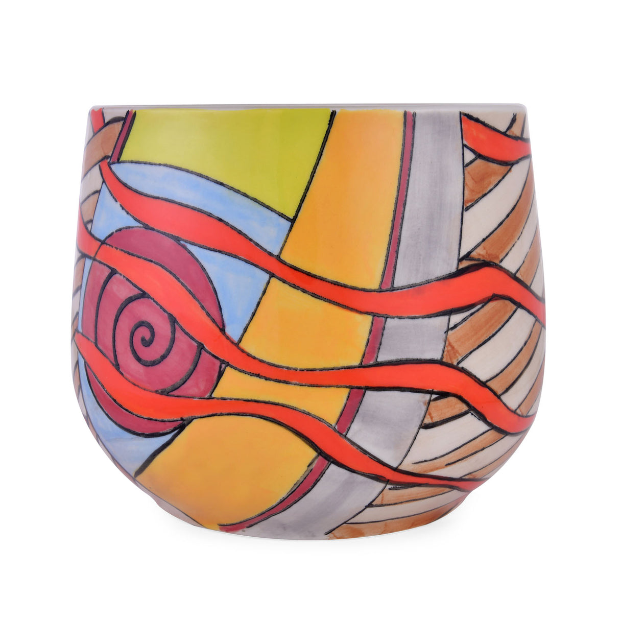 Hand Painted Ceramic Bowl Planter (Multicolor)