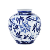 Leafy Decorative Porcelain Vase (Blue & White)