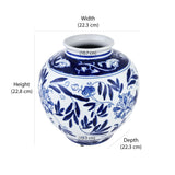 Leafy Decorative Porcelain Vase (Blue & White)