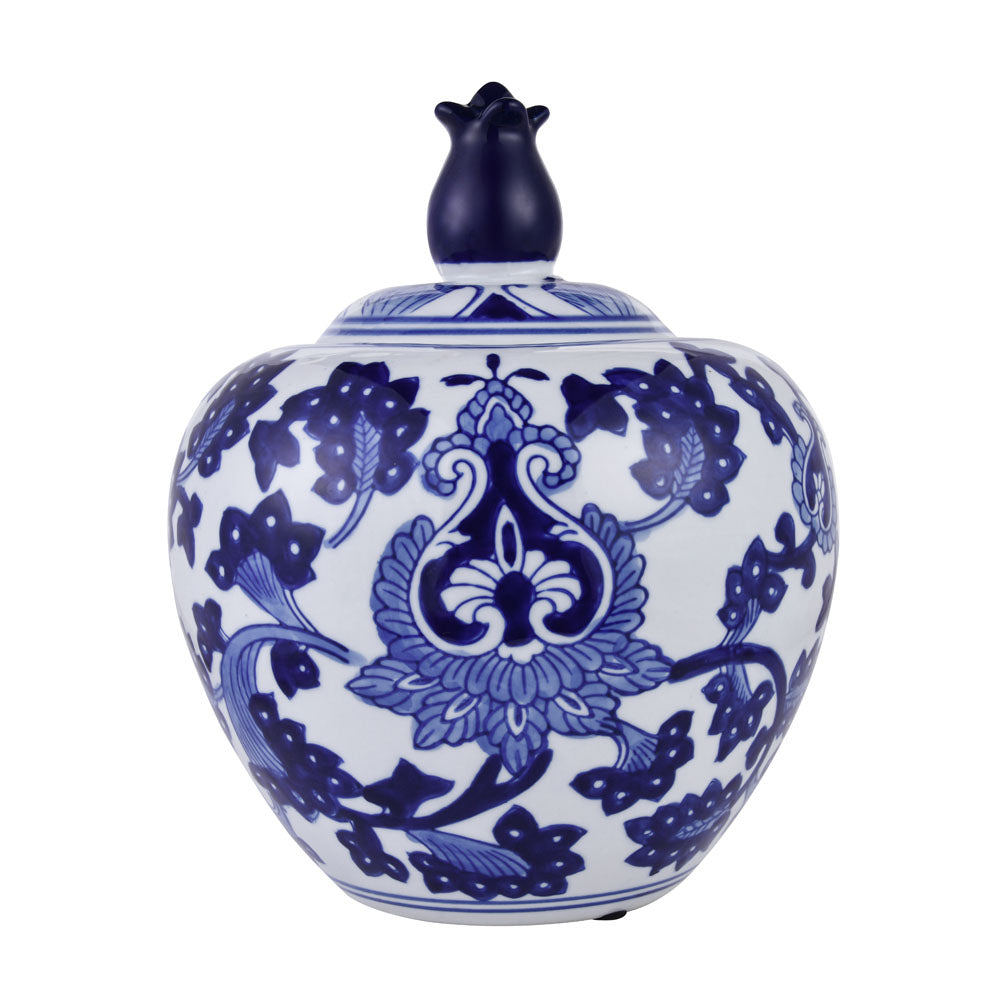 Floral Decorative Porcelain Urn Vase (Blue & White)