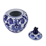 Floral Decorative Porcelain Urn Vase (Blue & White)