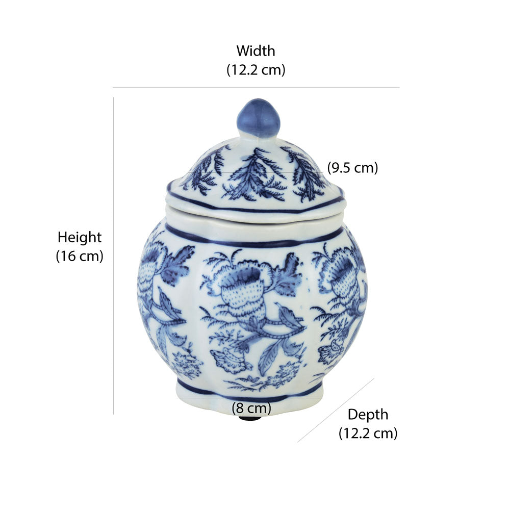 Decorative Porcelain Lidded Jar Vase (Blue & White)