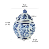 Decorative Porcelain Lidded Jar Vase (Blue & White)