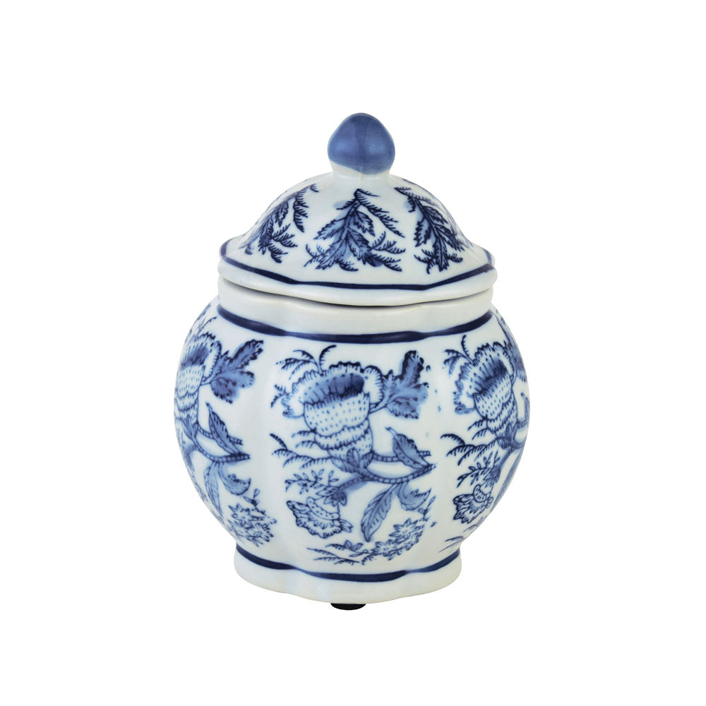 Decorative Porcelain Lidded Jar Vase (Blue & White)