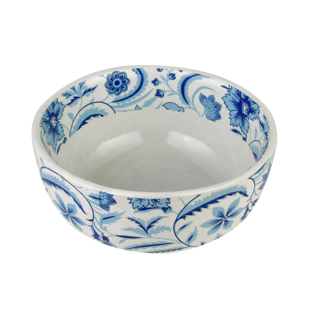 Floral Stoneware Serving Bowl (Blue)