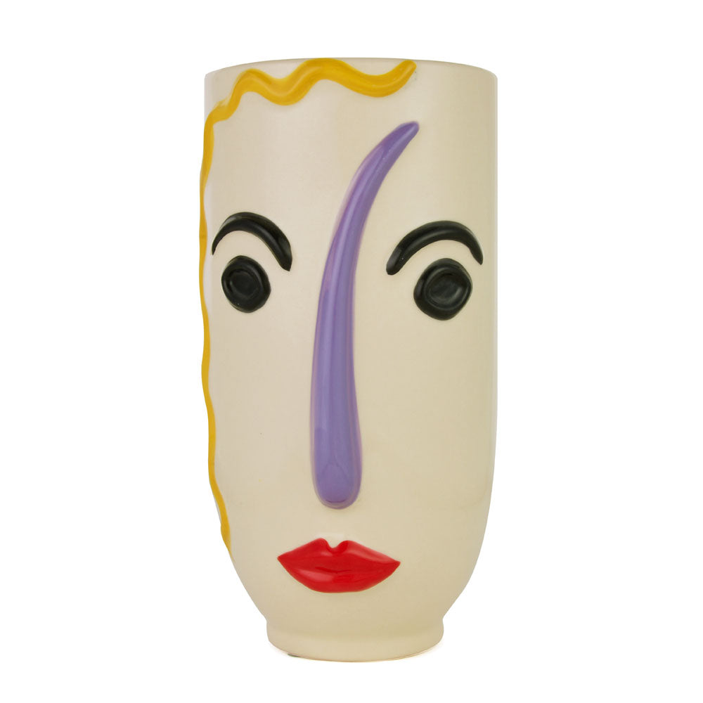 Girl Face Ceramic Vase (Multicolor)