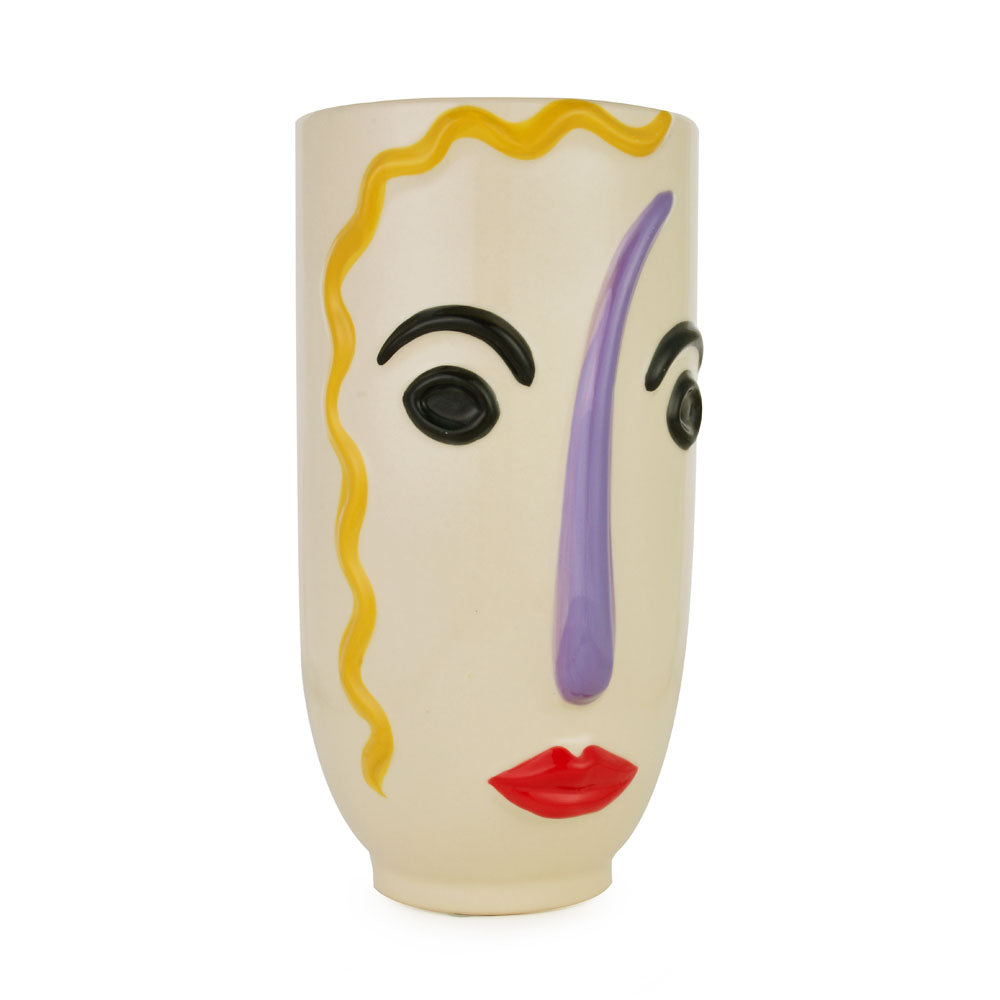 Girl Face Ceramic Vase (Multicolor)