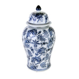 Leafy Decorative Porcelain Urn Vase (Blue & White)