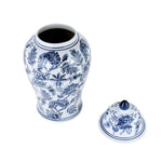 Leafy Decorative Porcelain Urn Vase (Blue & White)