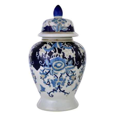 Floral Decorative Porcelain Urn Vase (Blue & White)