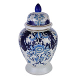 Floral Decorative Porcelain Urn Vase (Blue & White)