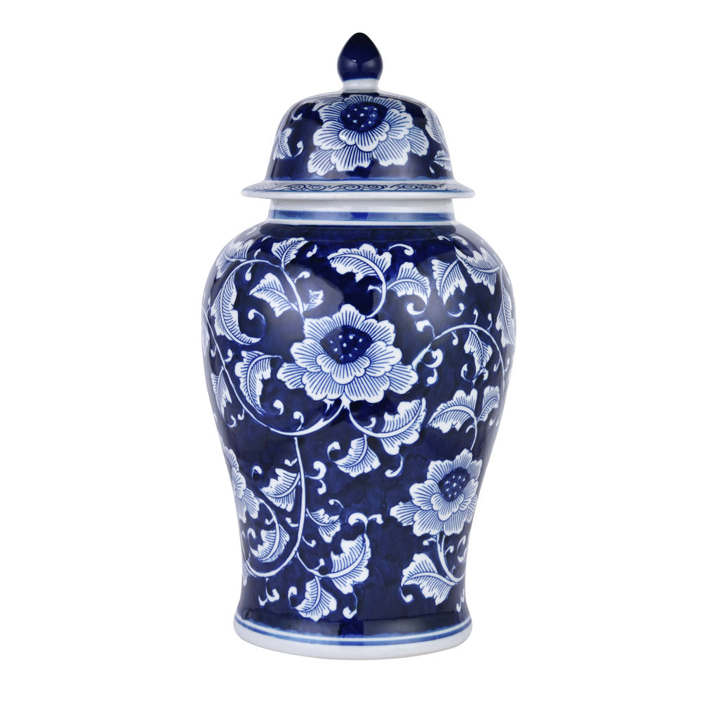 Floral Decorative Porcelain Urn Vase (Blue & White)