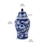 Floral Decorative Porcelain Urn Vase (Blue & White)