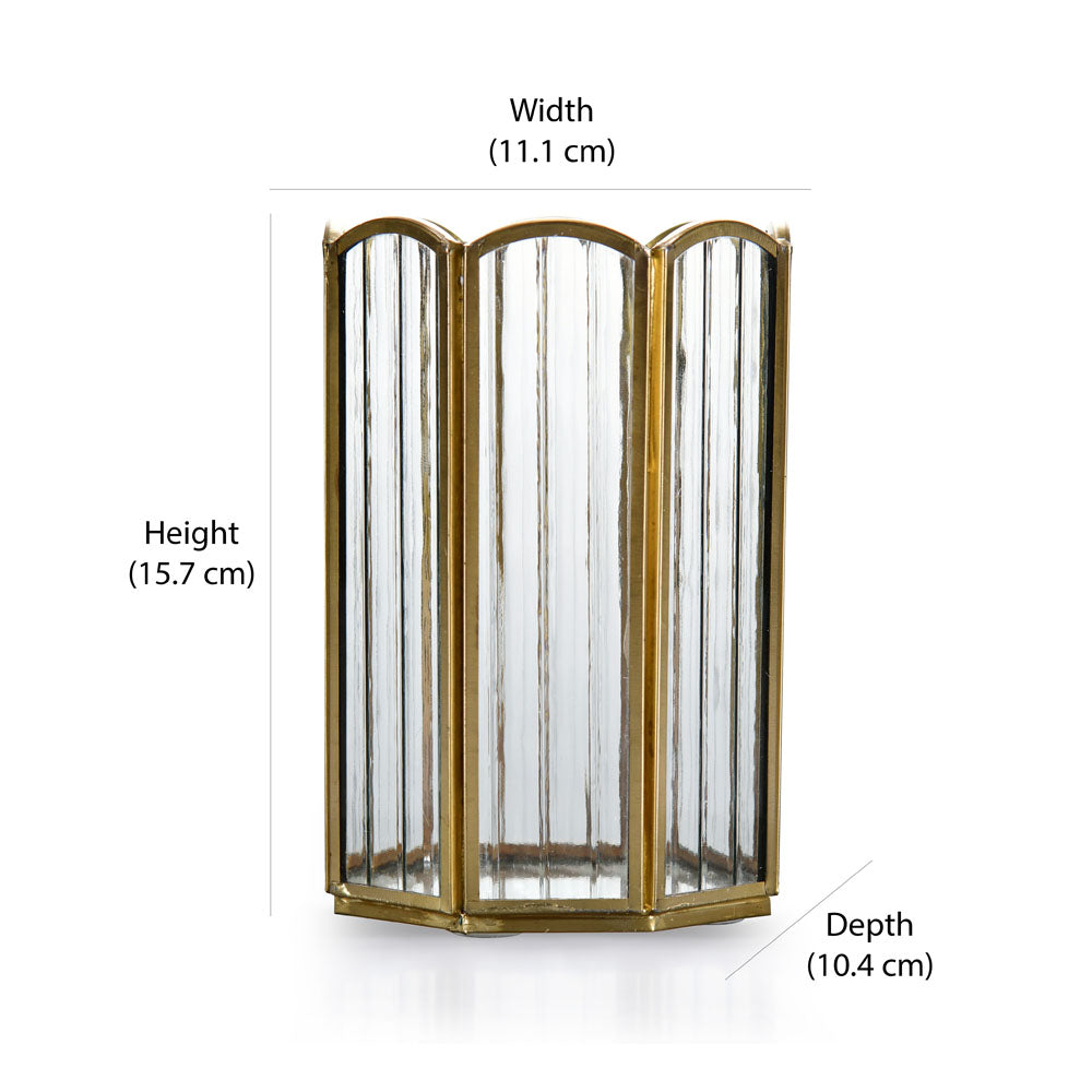 Round Arches Metal & Glass Candle Holder (Small, Gold)