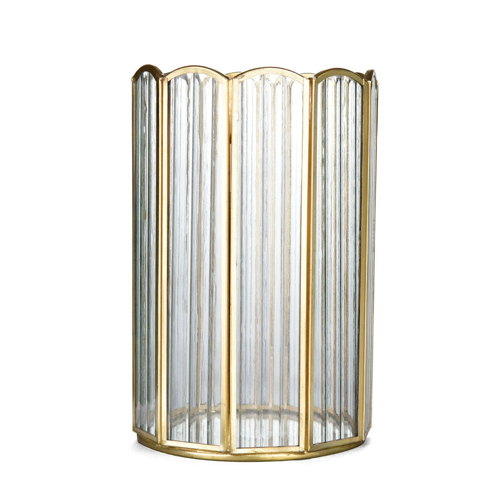 Round Arches Metal & Glass Candle Holder (Large, Gold)