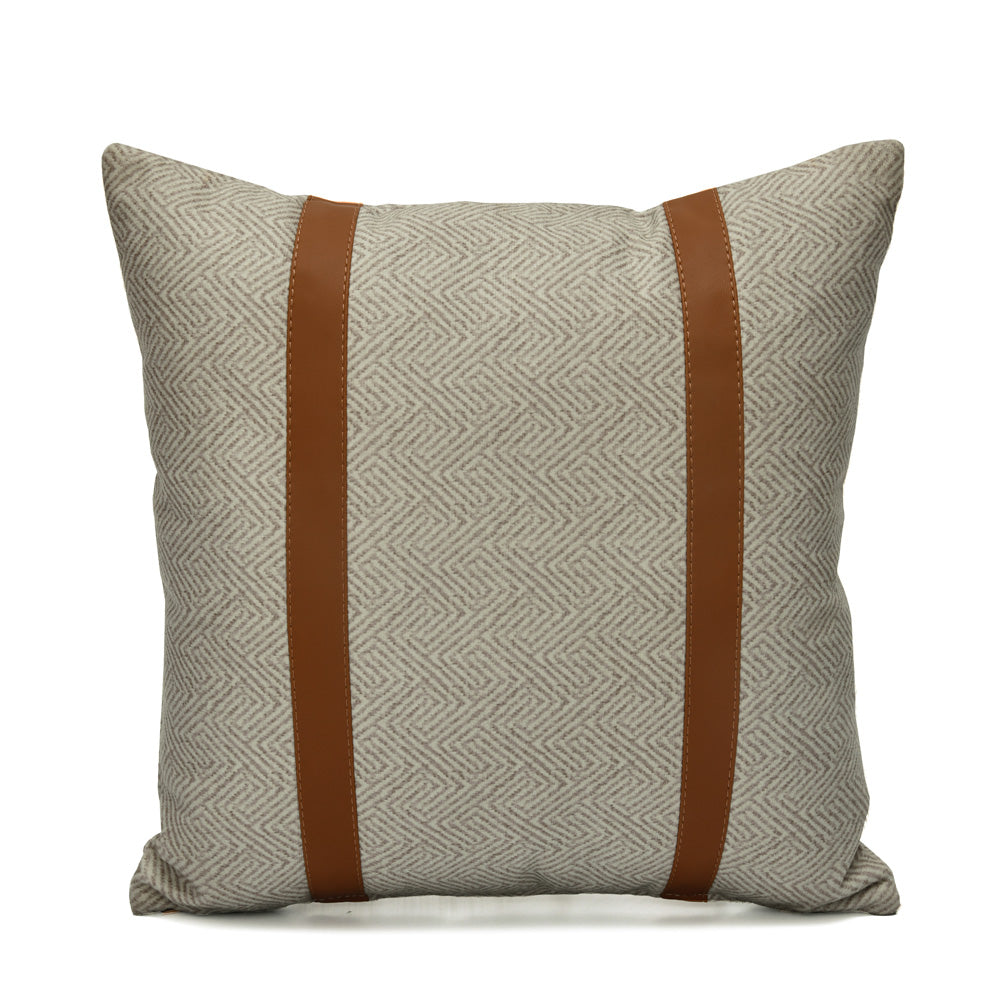 Abstract Fabric & Leatherette 16' x 16' Cushion Cover (Beige & Brown)