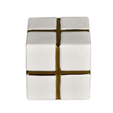 Decorative Ceramic Cube Showpiece (Large, White & Gold)