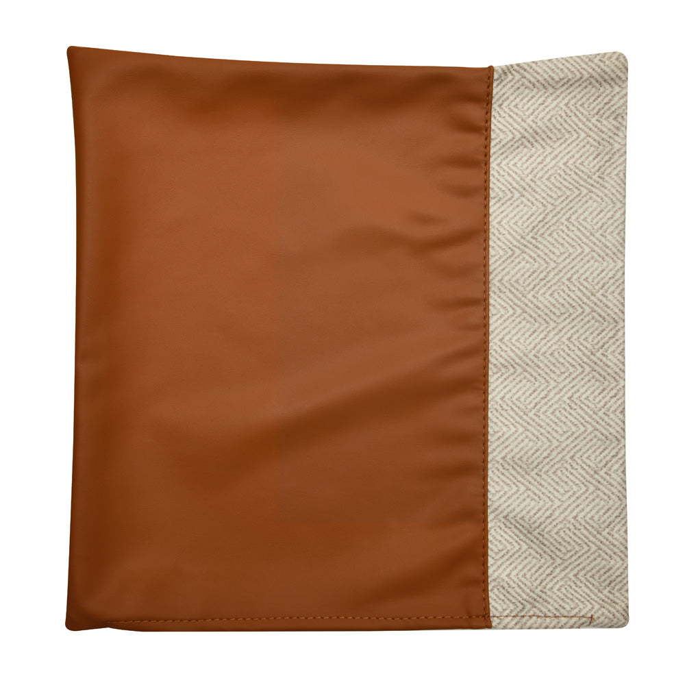 Abstract Fabric & Leatherette 16' x 16' Cushion Cover (Beige & Brown)